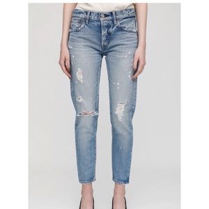 Moussy Patchwork ABERDEEN TAPERED Distressed Skinny Jeans 28